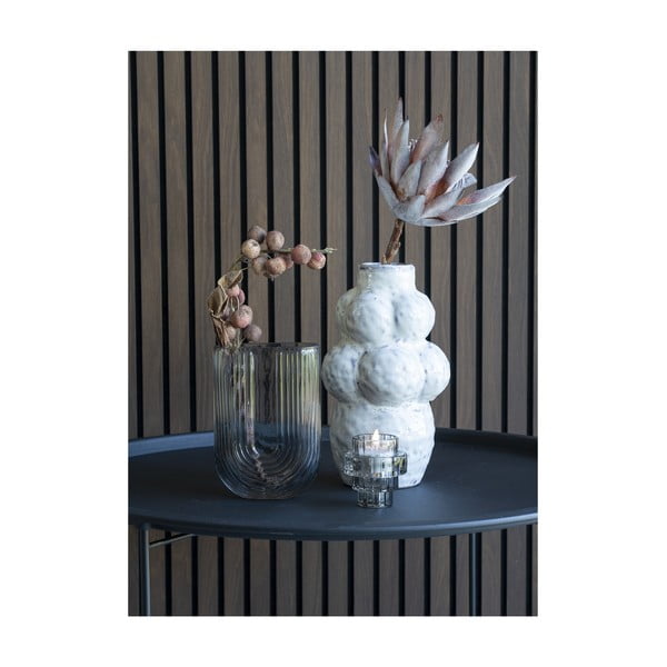 Jasnoszary szklany wazon (wysokość 19 cm) – House Nordic-image-1