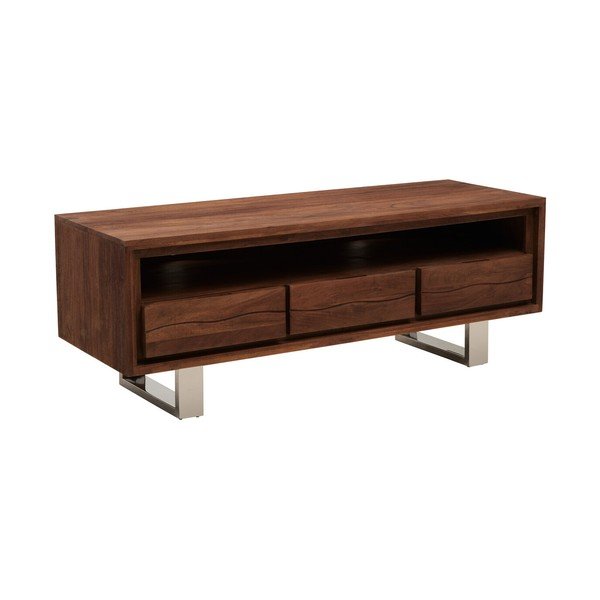 Szafka pod TV z litego drewna akacjowego w ciemnym naturalnym kolorze 140x52x50 cm Simla – Premier Housewares