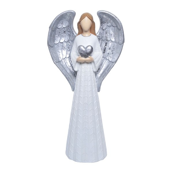 Dekoracyjna figurka anioła w białej i srebrnej barwie Ewax Angelito, wys. 71,5 cm