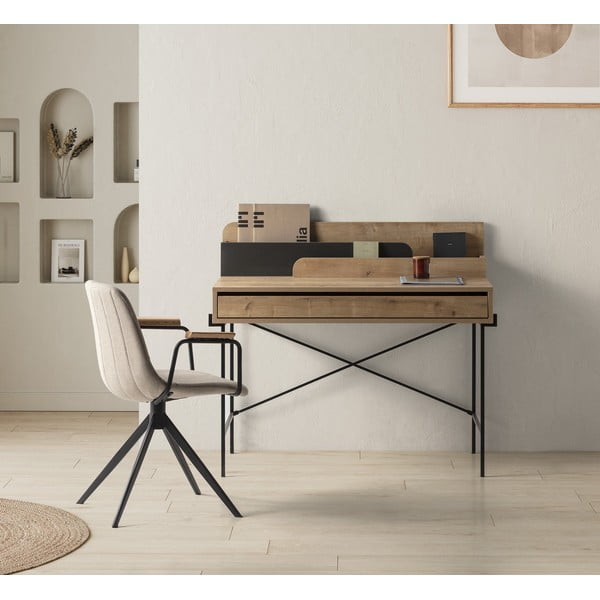 Biurko z litego drewna dębowego z sekretarzykiem 60x113 cm Lila – Marckeric-image-1