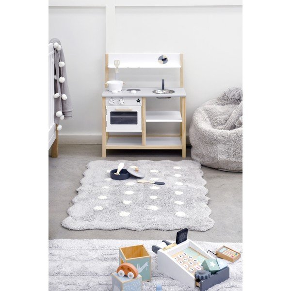 Szary bawełniany dywan dziecięcy tkany ręcznie odpowiedni do prania 70x100 cm Mini Biscuit Pearl Grey – Lorena Canals-image-1
