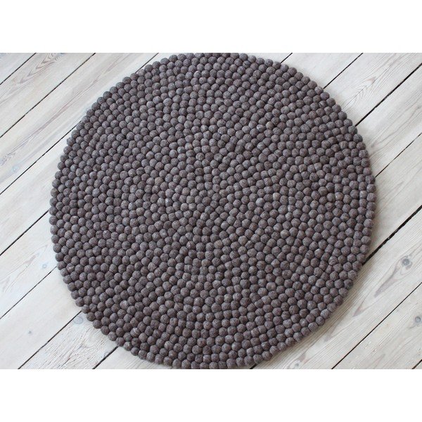 Orzechowobrązowy wełniany dywan kulkowy Wooldot Ball Rugs, ⌀ 120 cm-image-1