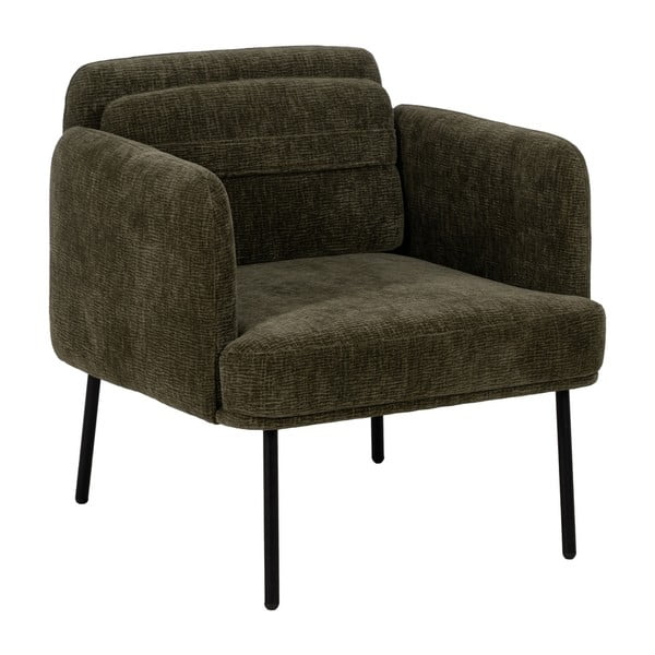 Zielony fotel z tkaniny szenilowej Bind – Ixia