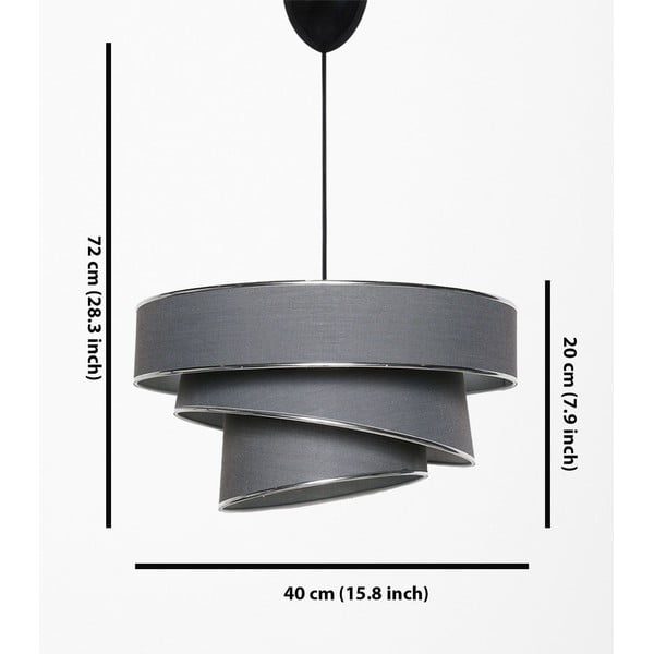 Lampa wisząca w antracytowo-srebrnym kolorze z tekstylnym kloszem ø 40 cm Couper – Opviq lights-image-2