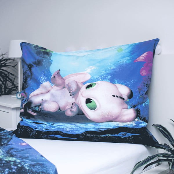 Niebieska bawełniana pościel dziecięca jednoosobowa 140x200 cm How To Train Your Dragon – Jerry Fabrics-image-3