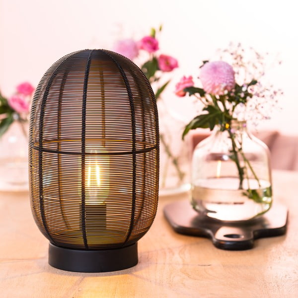 Czarna lampa stołowa (wysokość 30 cm) Ophra – Light & Living-image-2