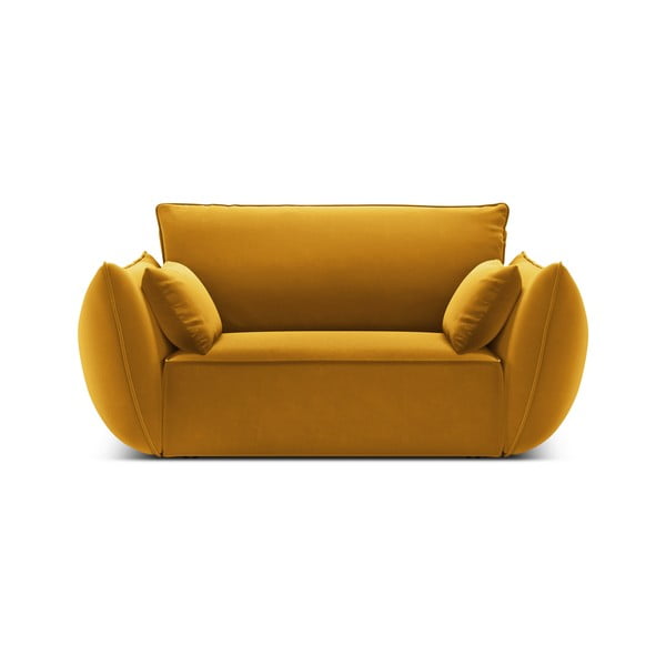 Musztardowy aksamitny fotel Vanda – Mazzini Sofas-image-2
