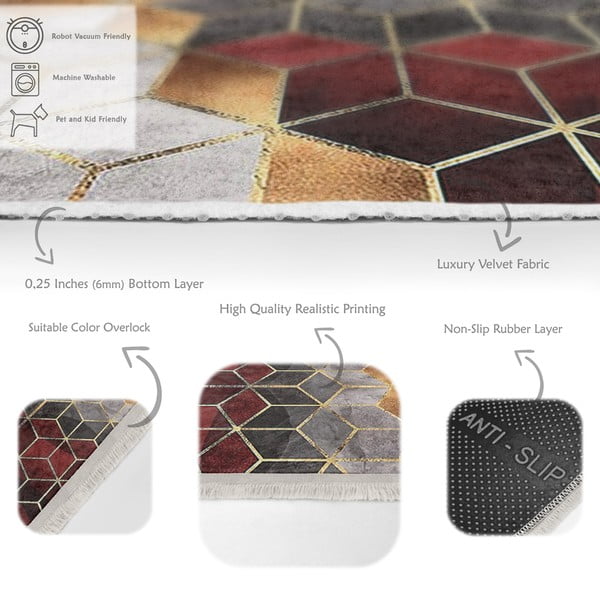 Szaro-bordowy dywan odpowiedni do prania 160x230 cm – Mila Home-image-4