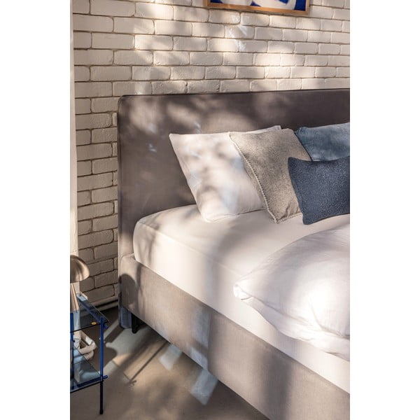 Szare tapicerowane łóżko dwuosobowe ze stelażem 180x200 cm Noira Slim – Bonami Selection-image-3