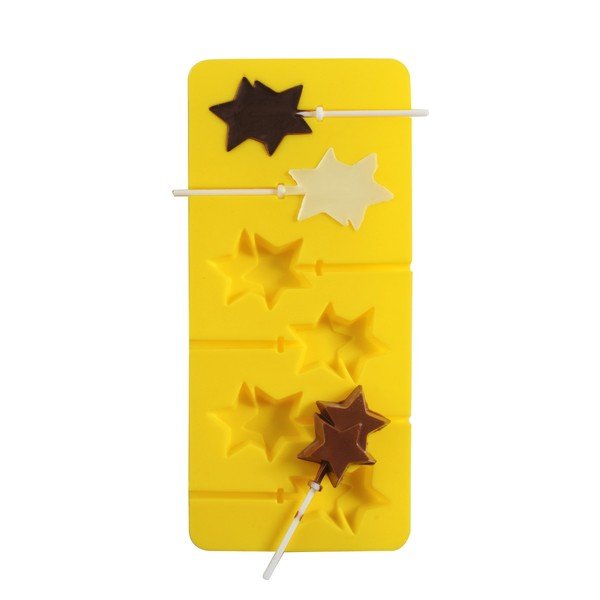 Żółta forma silikonowa na czekoladowe lizaki Mason Cash Starry