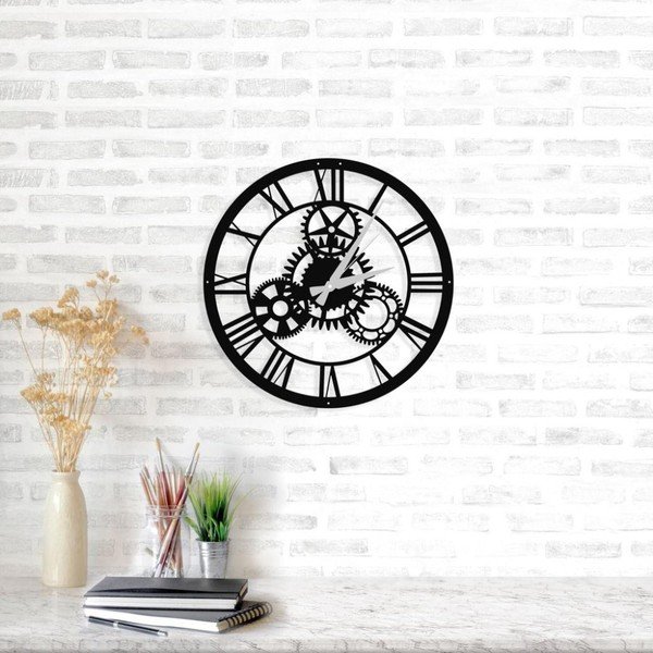 Czarny zegar ścienny Davin Clock, ⌀ 48 cm-image-1