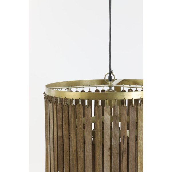 Brązowa lampa wisząca z drewnianym kloszem Gularo – Light & Living-image-3