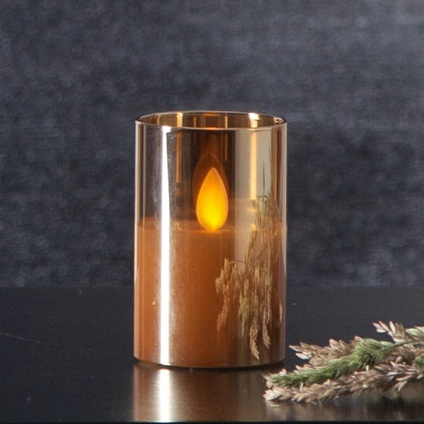 Pomarańczowa woskowa świeca LED w szkle Star Trading M-Twinkle, wys. 7,5 cm-image-1