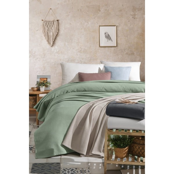 Biała bawełniana narzuta na łóżko dwuosobowe 220x240 cm – Mijolnir-image-2