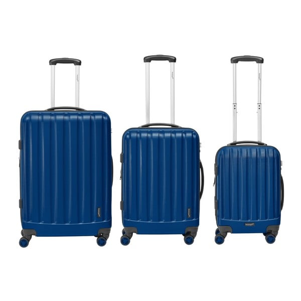 Zestaw 3 granatowych walizek na kółkach Packenger Koffer