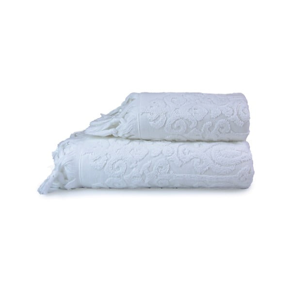 Białe bawełniane ręczniki zestaw 2 szt. Kilim – Foutastic