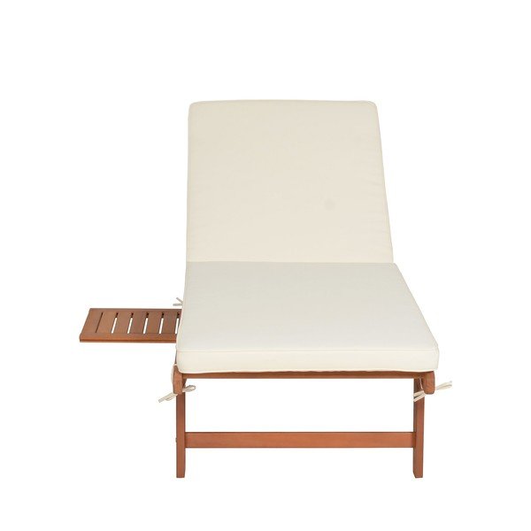 Kremowo-naturalny drewniany leżak ogrodowy San Diego – Garden Pleasure-image-4