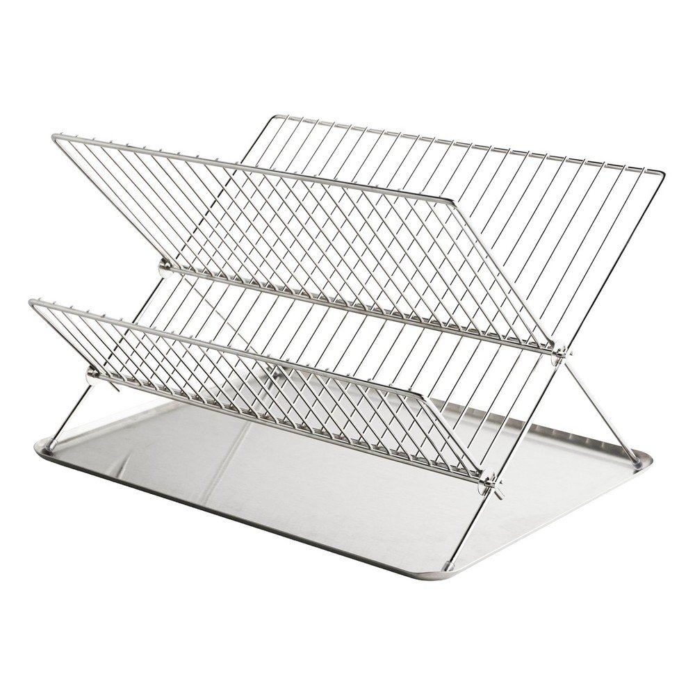 Metalowy ociekacz dwupiętowy w kolorze srebra z połyskiem 41x31 cm Dry-It – Mette Ditmer Denmark