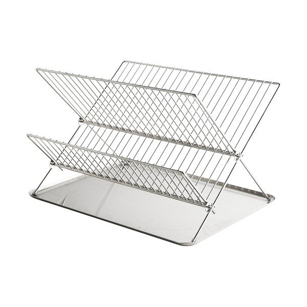 Metalowy ociekacz dwupiętowy w kolorze srebra z połyskiem 41x31 cm Dry-It – Mette Ditmer Denmark