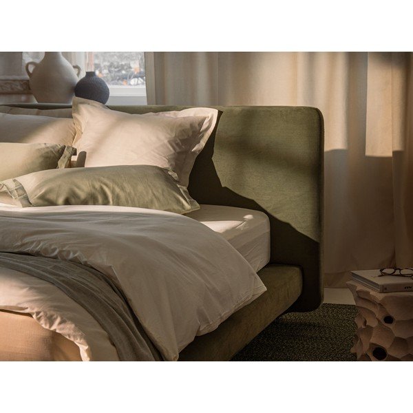 Jasnoszare tapicerowane łóżko dwuosobowe 140x200 cm Linea – Micadoni -image-4