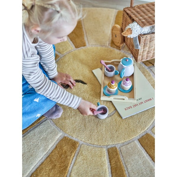 Beżowo-bursztynowy wełniany dywan dziecięcy ø110 cm Sun – Bloomingville Mini-image-1