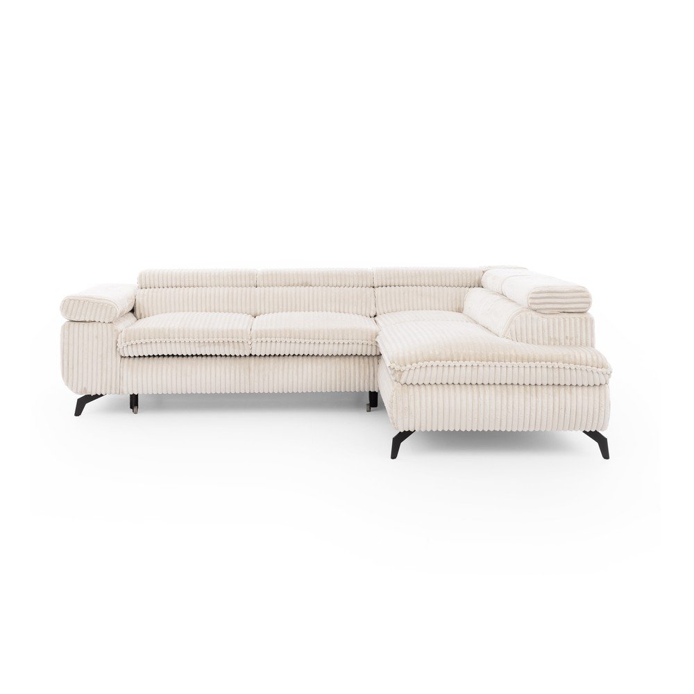 Kremowy sztruksowy narożnik (prawostronny/w kształcie litery L) Marbeya  – Ropez