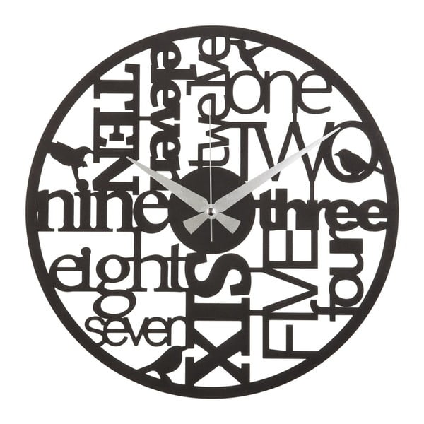 Metalowy zegar ścienny Words, ø 50 cm