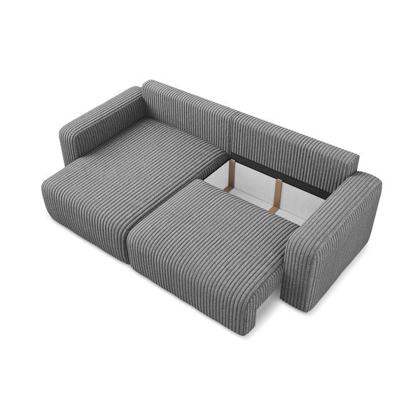 Szary sztruksowy rozkładany/ze schowkiem narożnik (lewostronny/z szezlongiem) Kona – Makamii-image-4