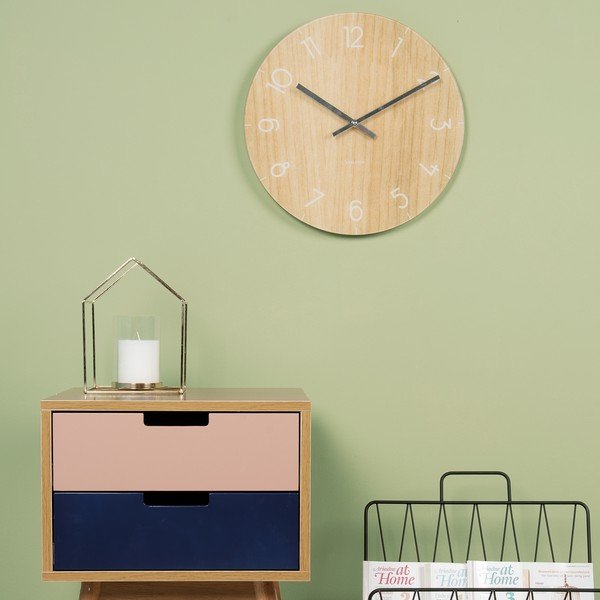 Jasnobrązowy zegar Present Time Glass Wood, ⌀ 40 cm-image-1