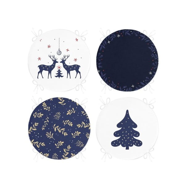 Poduszki na krzesła ze świątecznym motywem zestaw 4 szt. ø 40 cm Blue Christmas – Mila Home