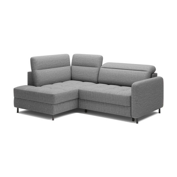 Szary aksamitny rozkładany/ze schowkiem narożnik (lewostronny/w kształcie litery L) Barea – ELTAP-image-2