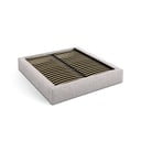 Beżowe tapicerowane łóżko dwuosobowe ze schowkiem i stelażem 180x200 cm Simon – Micadoni 