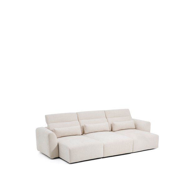 Beżowa częściowo rozkładana/rozkładana sofa z tkaniny szenilowej z szezlongiem 335 cm Lares – Kave Home-image-4