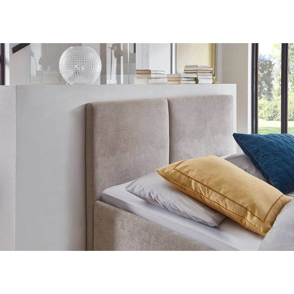 Beżowe tapicerowane łóżko dwuosobowe ze stelażem 140x200 cm Piano – Meise Möbel-image-1