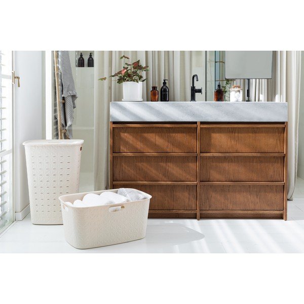 Kremowy plastikowy kosz na pranie 56 l Softex – Curver-image-1