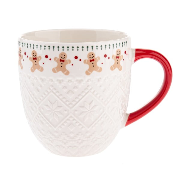 Biały porcelanowy kubek ze świątecznym motywem 630 ml Knitting – Dakls
