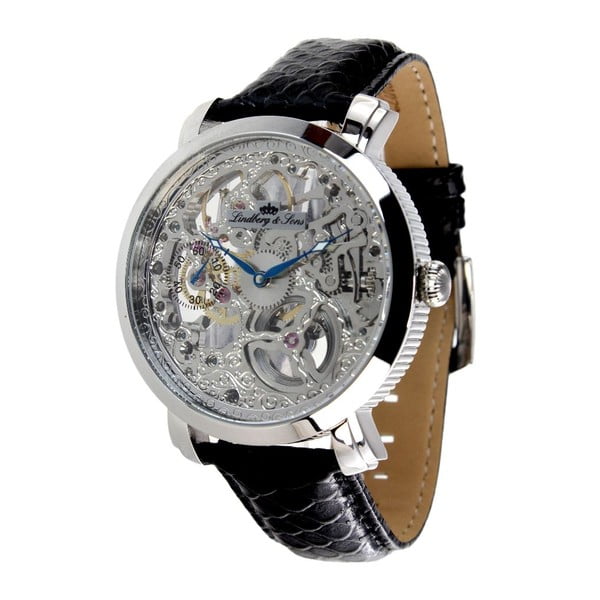 Czarno-srebrny zegarek Lindberg&Sons