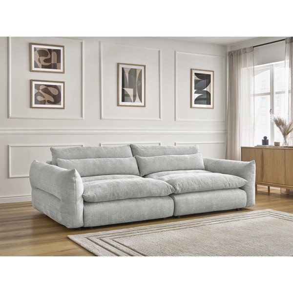 Jasnoszara sofa z tkaniny szenilowej 276 cm Neil – Bobochic Paris-image-1