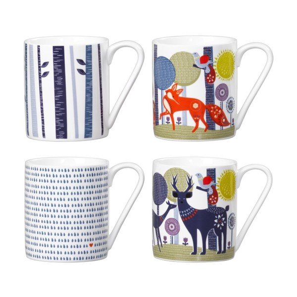 Zestaw 4 kubków ceramicznych Folklore