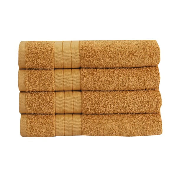Musztardowe bawełniane ręczniki zestaw 4 szt. 50x100 cm – Good Morning