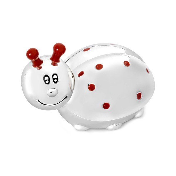 Metalowa szkatułka na pierwszy mleczny ząbek w kolorze srebra z połyskiem 7x5x5 cm Ladybird – Zilverstad-image-1