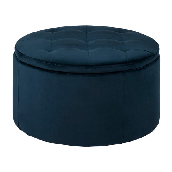 Ciemnoniebieski aksamitny puf Actona Retina, ⌀ 60 cm