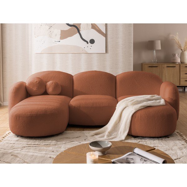 Narożnik z materiału bouclé (w kształcie litery U) w kolorze terakoty Orbit – Ropez-image-1