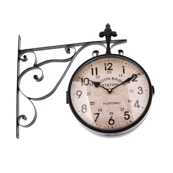 Czarny dwustronny zegar wiszący Dakls, dł. 41 cm