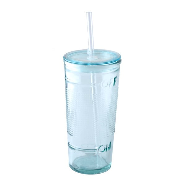 Szklanka z zakrętką i słomką ze szkła z recyklingu Ego Dekor Off, 500 ml