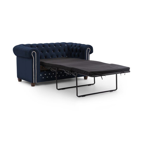 Niebieska aksamitna rozkładana sofa 148 cm York Blik – Ropez-image-2