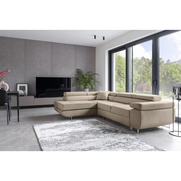 Beżowy rozkładany/ze schowkiem narożnik (lewostronny/w kształcie litery L) Anton – ELTAP-image-3