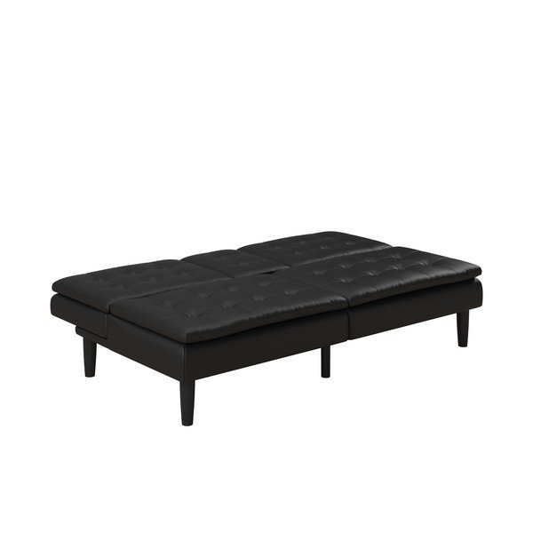 Czarna rozkładana sofa z imitacji skóry 191 cm Maine – Støraa-image-4