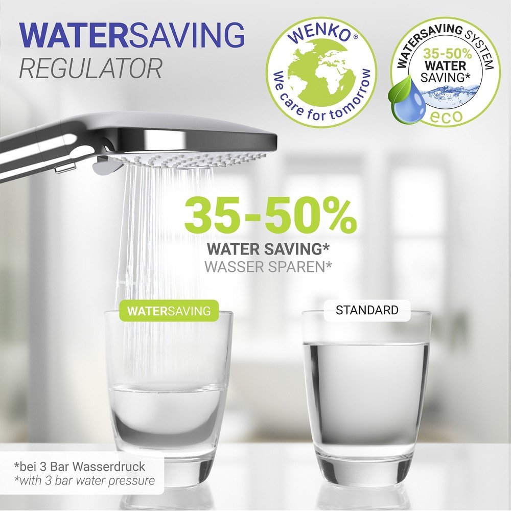 Plastikowa słuchawka prysznicowa w kolorze srebra z połyskiem ø 12 cm Water Saving – Wenko (zdjęcie 3)