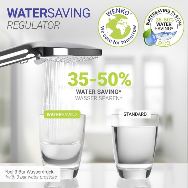Plastikowa słuchawka prysznicowa w kolorze srebra z połyskiem ø 12 cm Water Saving – Wenko-image-2